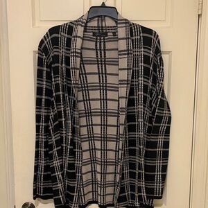 Plaid Open Front Cardigan Sweater